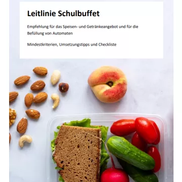 Vorschaubild Leitlinie Schulbuffet - belegtes Brot mit Gemüse, Pfirsich und Nüssen